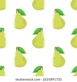 Pear seamless pattern. Fruit background. Beautiful vector print.
