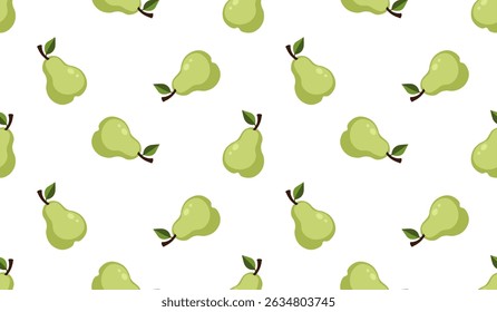 Pear seamless pattern. Fruit background. Beautiful vector print.