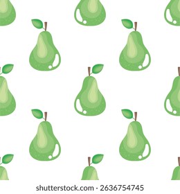 Pear seamless pattern. Fruit background. Beautiful vector print.