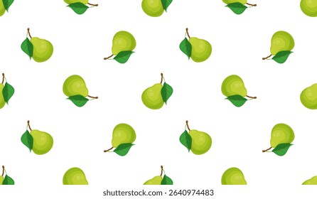 Pear seamless pattern. Fruit background. Beautiful vector print.