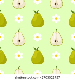 Patrón transparente de pera. Fondo de frutas. Hermosa impresión de Vector.