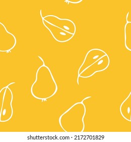 pear seamless pattern. fruits hand drawn in doodle style. simple line art food.