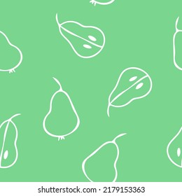nahtloses Birnenmuster Früchte, handgezeichnet im Doodle-Stil. einfaches Line-Art-Essen