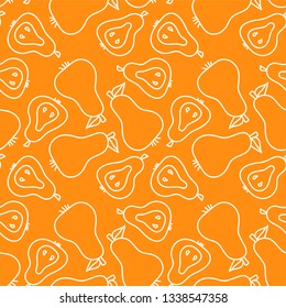 Pear seamless pattern. Hand drawn fresh fruit. Vector sketch background. Color doodle wallpaper