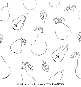 pear seamless pattern hand drawn in doodle style. fruit, food.