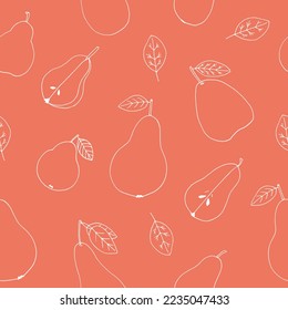 pear seamless pattern hand drawn in doodle style. fruit, food.