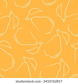Nahtloses Muster in Linienkunst-Stil. Design für Stoffe, Einladungen, Blog, Post, Social Media, Buchumschläge, Packpapier. Vektorgrafik auf gelbem Hintergrund.