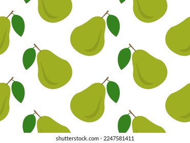 Pear seamless pattern or texture. Summer fruit background or print. Vector illustration.