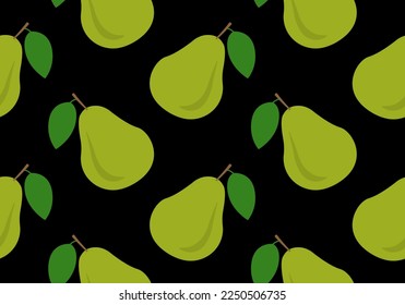 Pear seamless pattern or texture. Summer fruit background or print. Vector illustration.