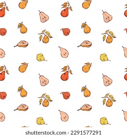 Pear seamless pattern, transparent background, great for fabric, polygraphy