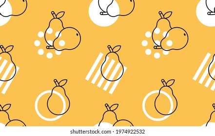 Pear seamless pattern. Vector hand drawn illustration