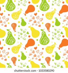 Pear seamless wrapping paper design. Fruits love - endless vector pattern