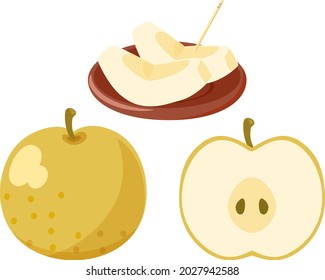 Pear set,  autumn taste icon illustration , vector image
