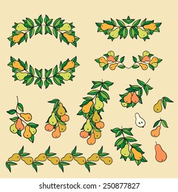 "Pear" - set of editable vector sketches