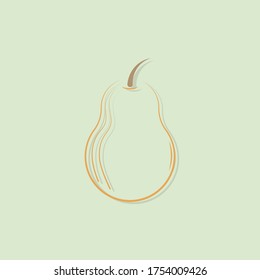Pear with a shadow on a light green background