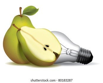 Pear shape light bulb with pears