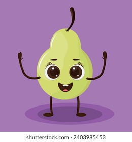  Pear shaped character design. Vector illustration of cartoon pear