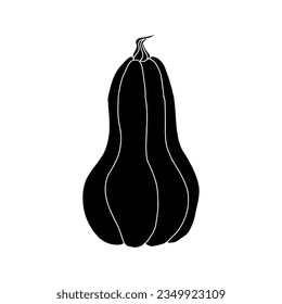 Calabaza con forma de pera aislada sobre fondo blanco. La silueta está dibujada a mano.
