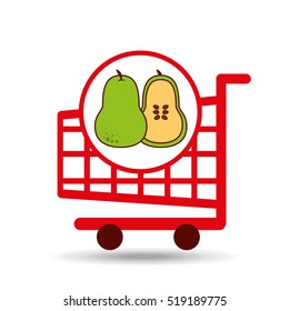 pear shopping cart graphic vector illustration eps 10