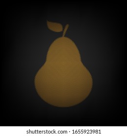 Pear sign illustration. Icon as grid of small orange light bulb in darkness. Illustration.