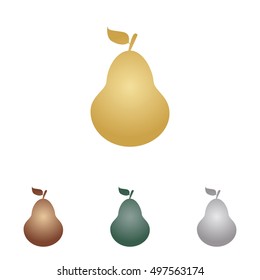 Pear sign illustration. Metal icons on white backgound.