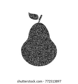Pear sign illustration. Vector. Black icon from many ovelapping circles with random opacity on white background. Noisy. Isolated.