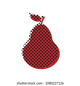 Pear sign illustration. Vector. Brown icon with shifted black circle pattern as duplicate at white background. Isolated.