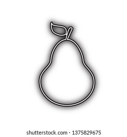 Pear sign illustration. Vector. Double contour black icon with soft shadow at white background. Isolated.