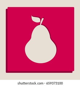 Pear sign illustration. Vector. Grayscale version of Popart-style icon.