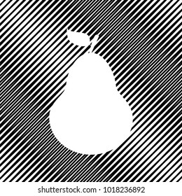 Pear sign illustration. Vector. Icon. Hole in moire background.