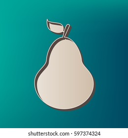 Pear sign illustration. Vector. Icon printed at 3d on sea color background.