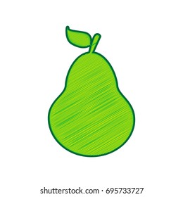 Pear sign illustration. Vector. Lemon scribble icon on white background. Isolated