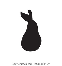 Pear silhouette. Fruit food design. Black color. Isolated icon. Vector illustration on white background.