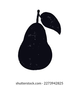 Pear silhouette on white background. Black and white fruit symbol flat style. Vector illustration.