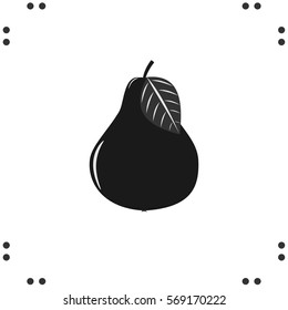 Pear silhouette sign isolated on white. Fruit symbol.