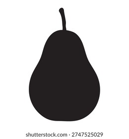 Pear Silhouette Simple Black Fruit Illustration