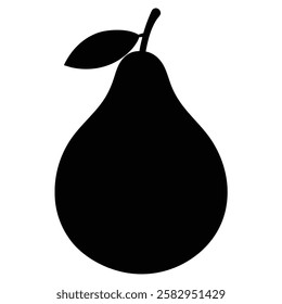 Pear Silhouette Vector Art Illustration - Black Pear Fruit Artwork Design