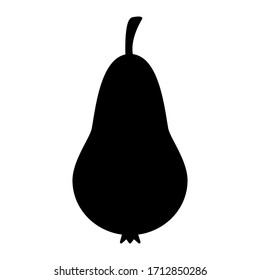 Pear, silhouette. Vector illustration, isolated on a white background. 