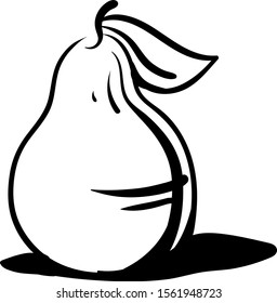 Pear sketch, illustration, vector on white background.