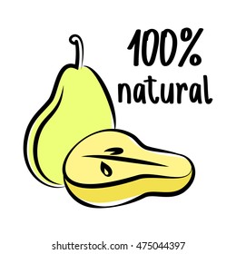 Pear sketch logo. Vector illustration
