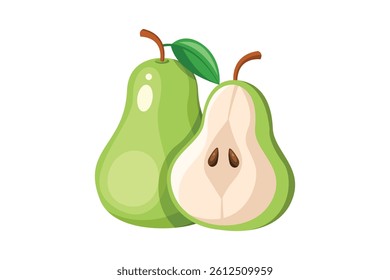 Pear slice isolated on a white background. Fruit pear illustration.