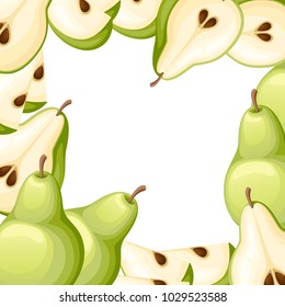 Pear and slices of pears. Vector illustration of pears. Vector illustration for decorative poster, emblem natural product, farmers market. Website page and mobile app design.