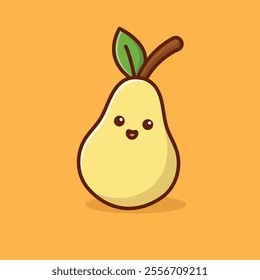 Pear smile face mascot cartoon illustration