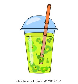 Pear smoothie in a glass. Vector hand drawn illustration. Making a healthy smoothie. 