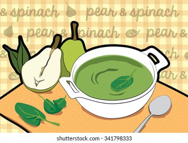pear with spinach soup vector