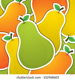 Pear sticker background/card in vector format.