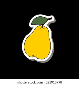 Pear Sticker fruit isolated on a black background.