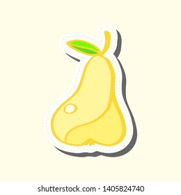 Pear sticker hand draw colored in flat style, icon, element