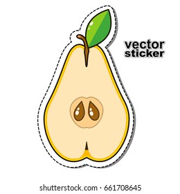 Pear sticker isolated on a white background, vector illustration.