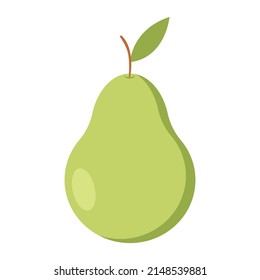 Pear summer fruit Flat design vector illustration of pear on white background